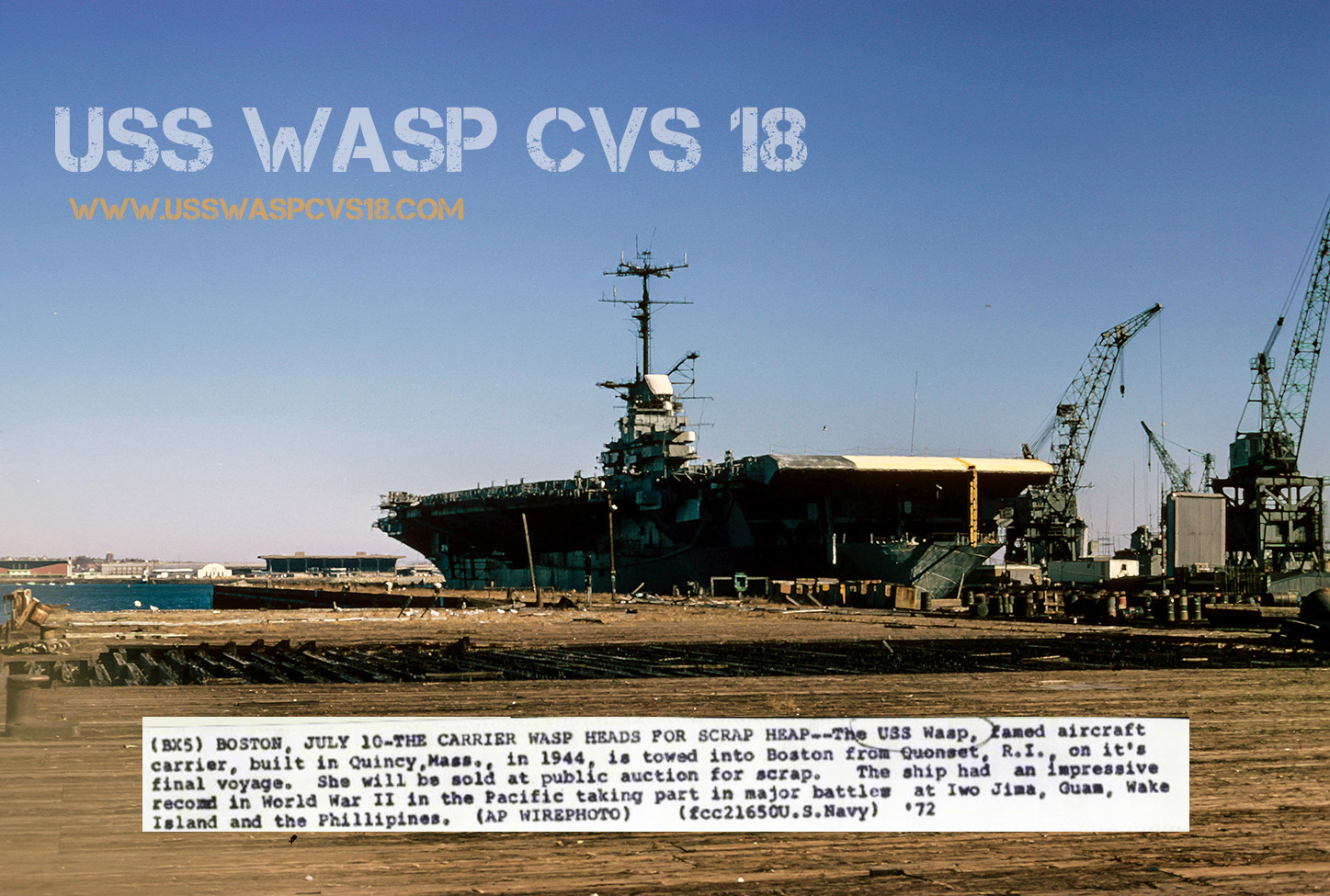 USS WASP CVS-18 prepped for scrap in Boston